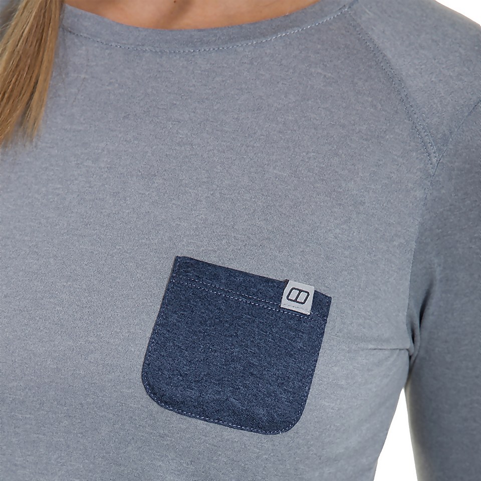 Women's Explorer Tech Tee Long Sleeve Crew - Grey / Blue