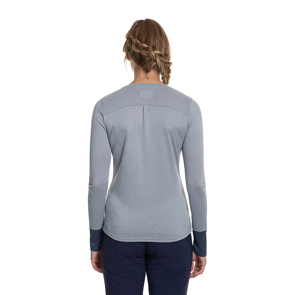 Women's Explorer Tech Tee Long Sleeve Crew - Grey / Blue
