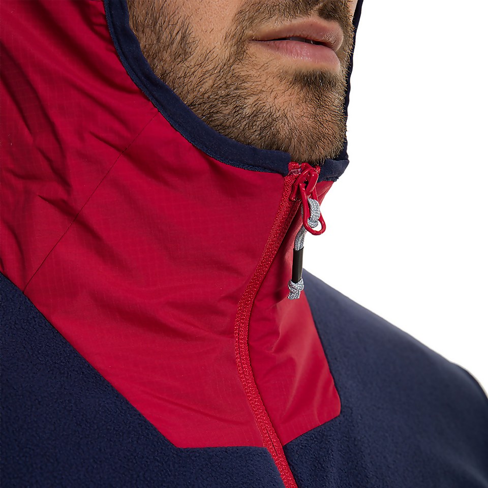 Men's Aslam Hooded Half Zip Fleece - Navy / Red