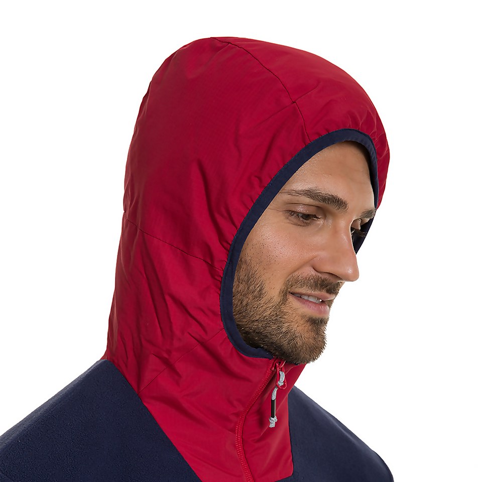 Men's Aslam Hooded Half Zip Fleece - Navy / Red