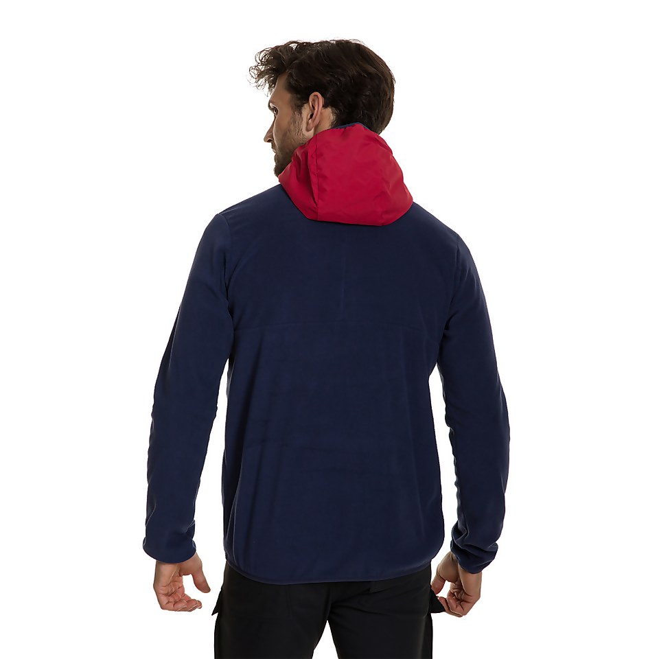 Men's Aslam Hooded Half Zip Fleece - Navy / Red