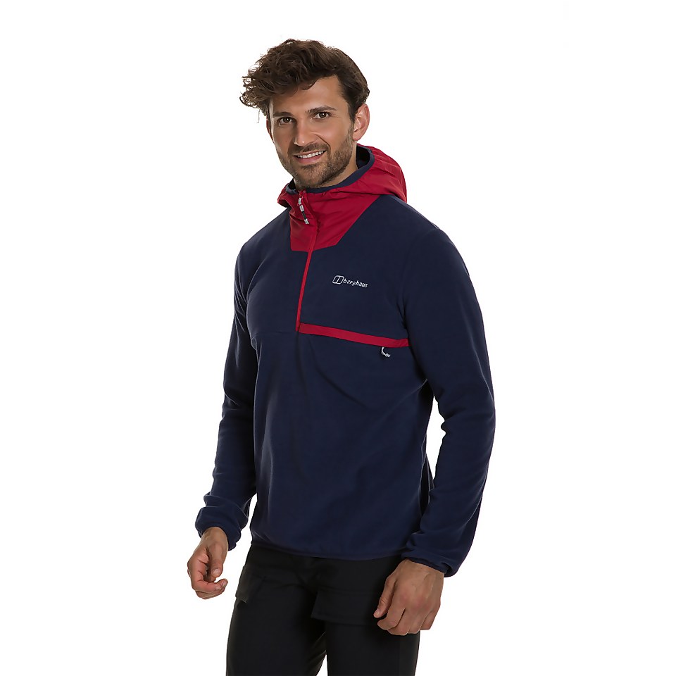 Men's Aslam Hooded Half Zip Fleece - Navy / Red