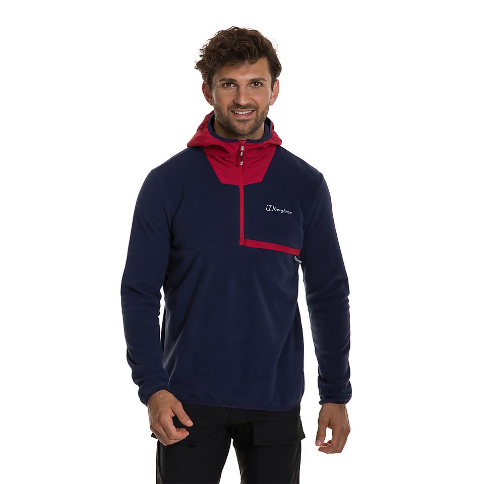 Men's Aslam Hooded Half Zip Fleece - Navy / Red