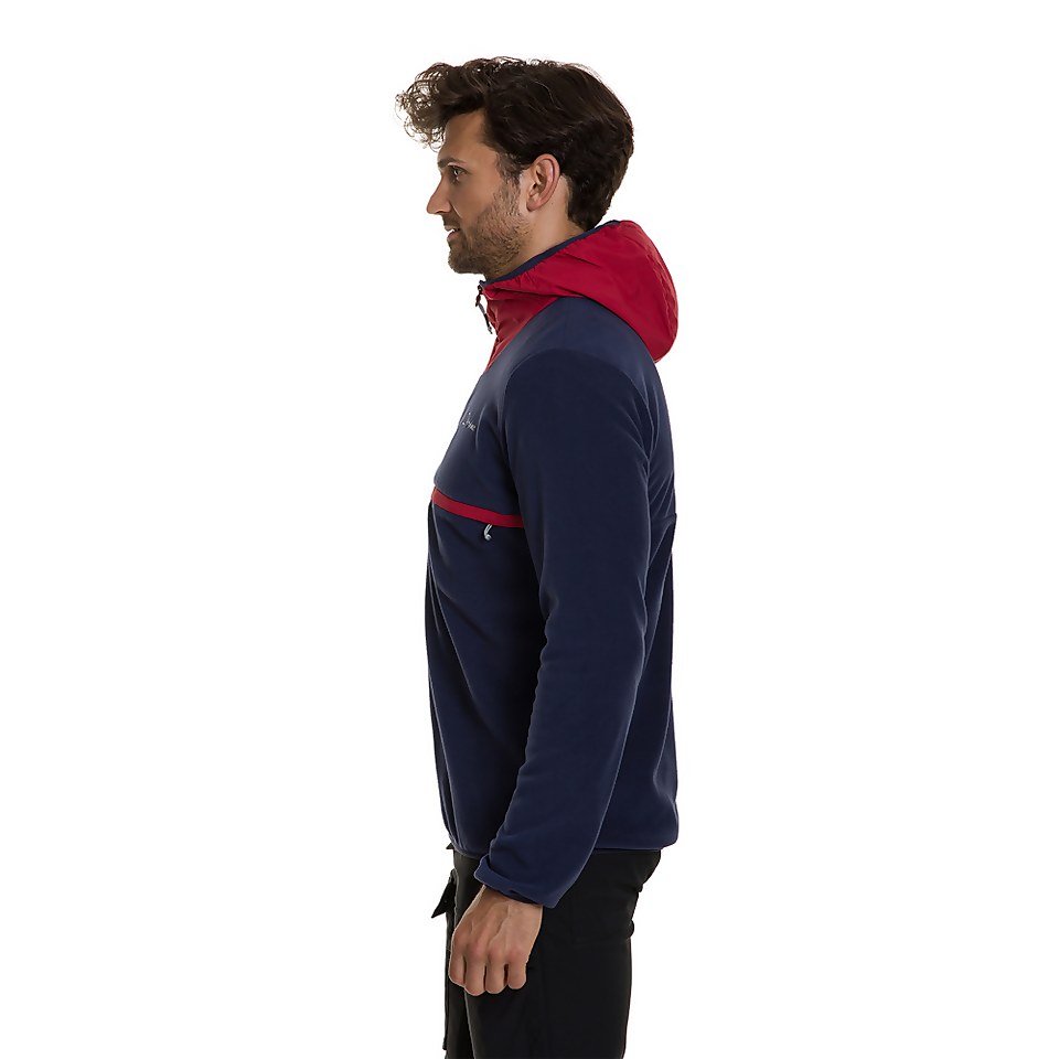 Men's Aslam Hooded Half Zip Fleece - Navy / Red