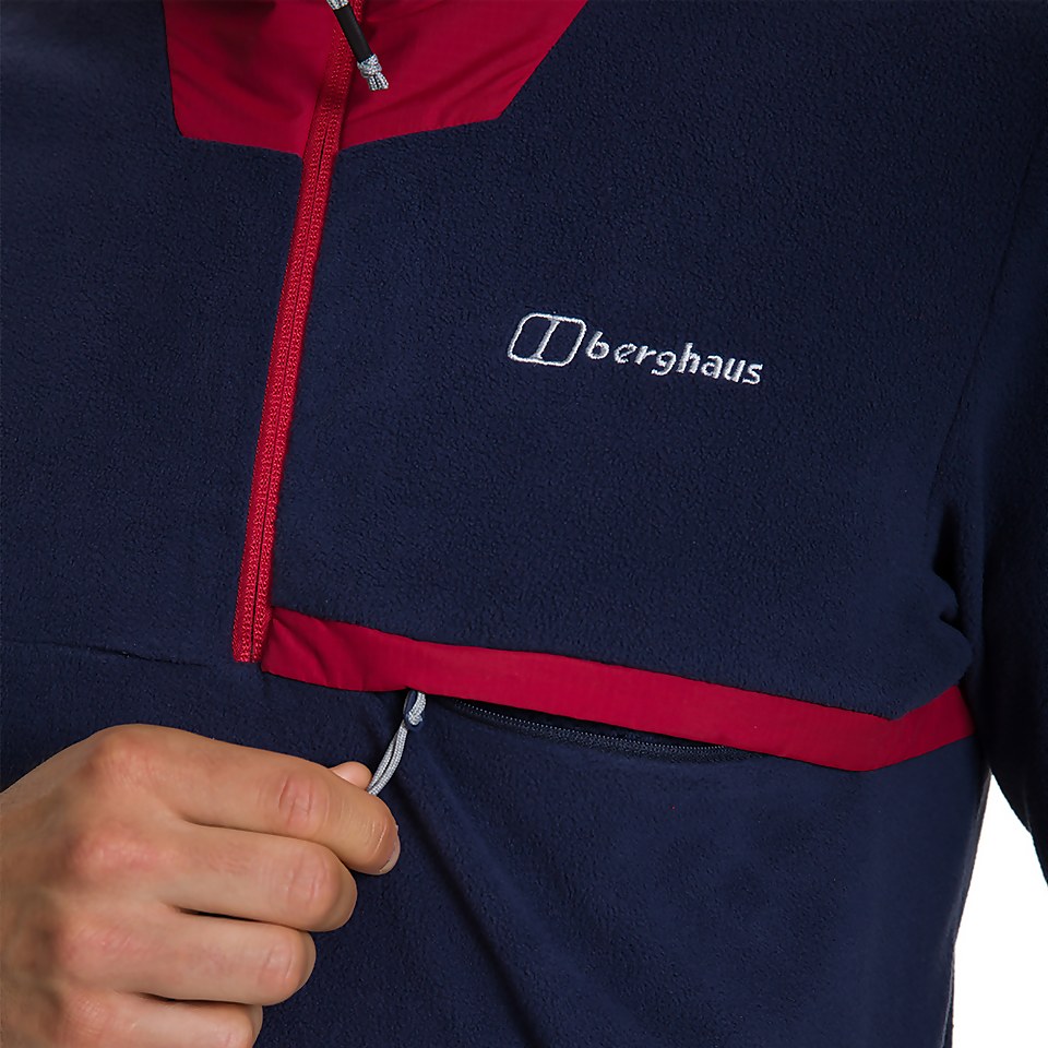 Men's Aslam Hooded Half Zip Fleece - Navy / Red