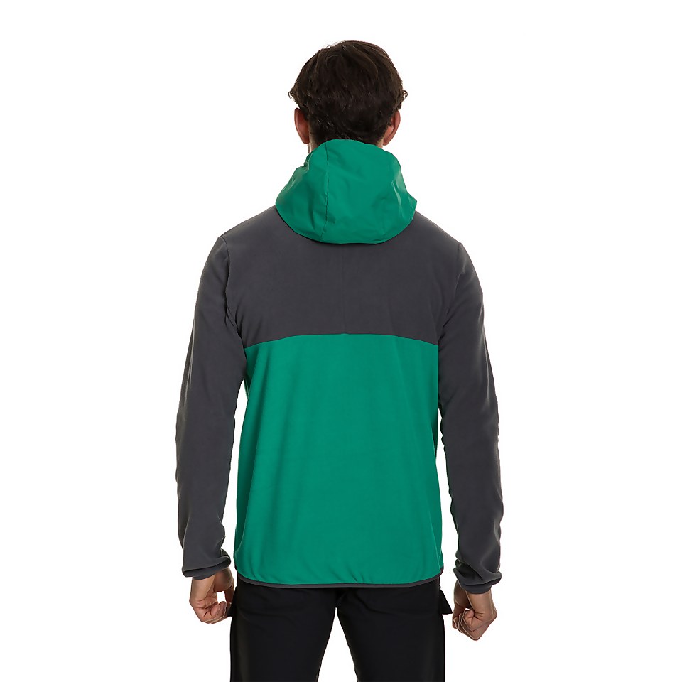 Men's Aslam Hooded Half Zip Fleece - Grey/ Green