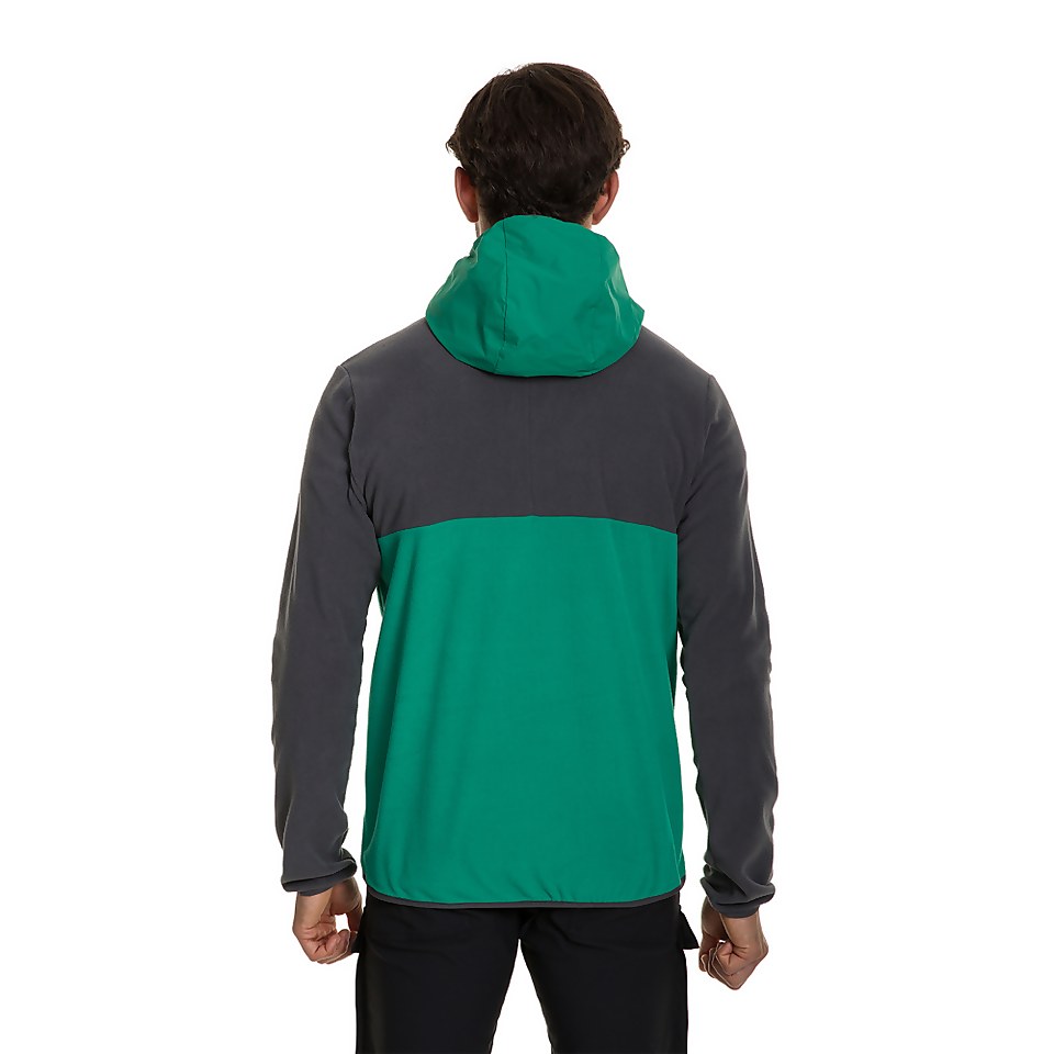 Men's Aslam Hooded Half Zip Fleece - Grey/ Green