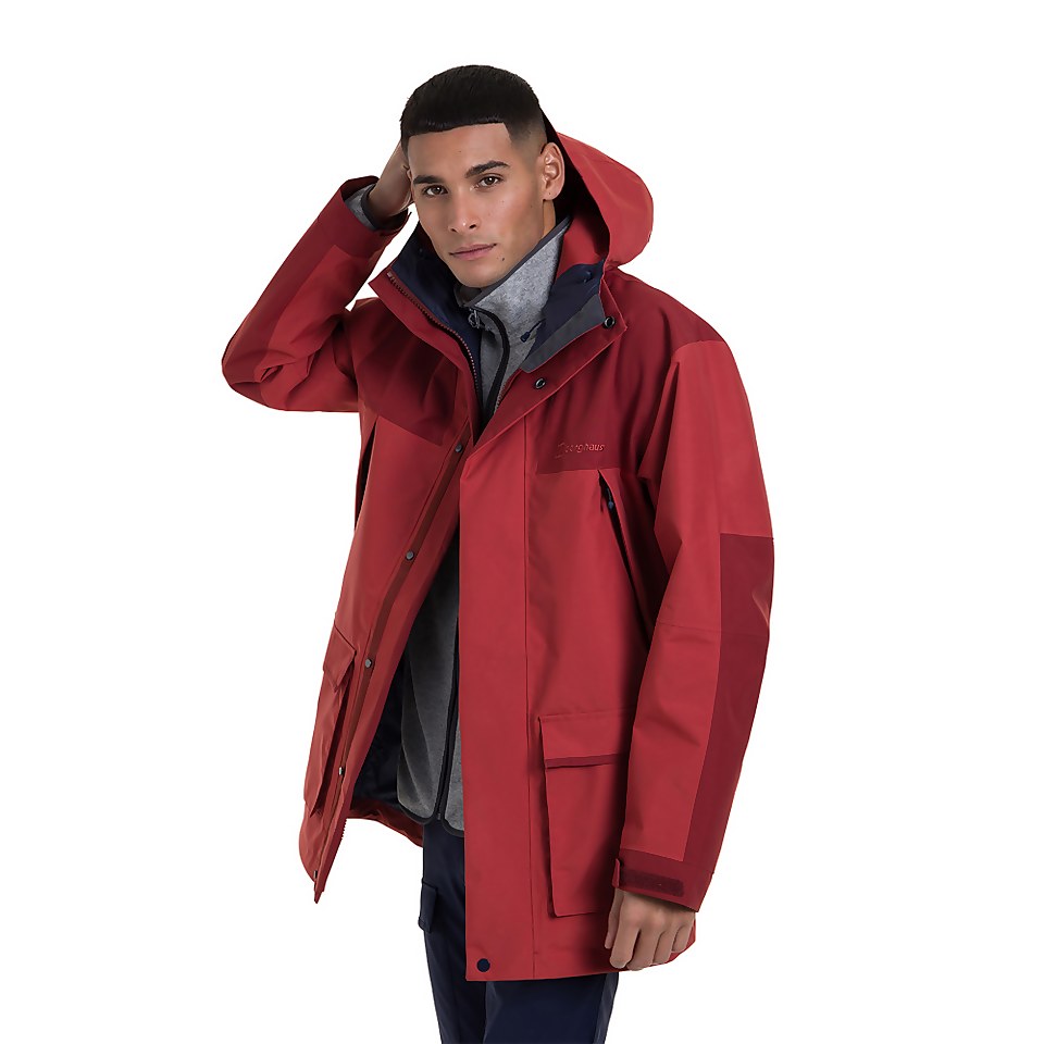 Men's Breccan Interactive Parka Waterproof Jacket - Red / Brown