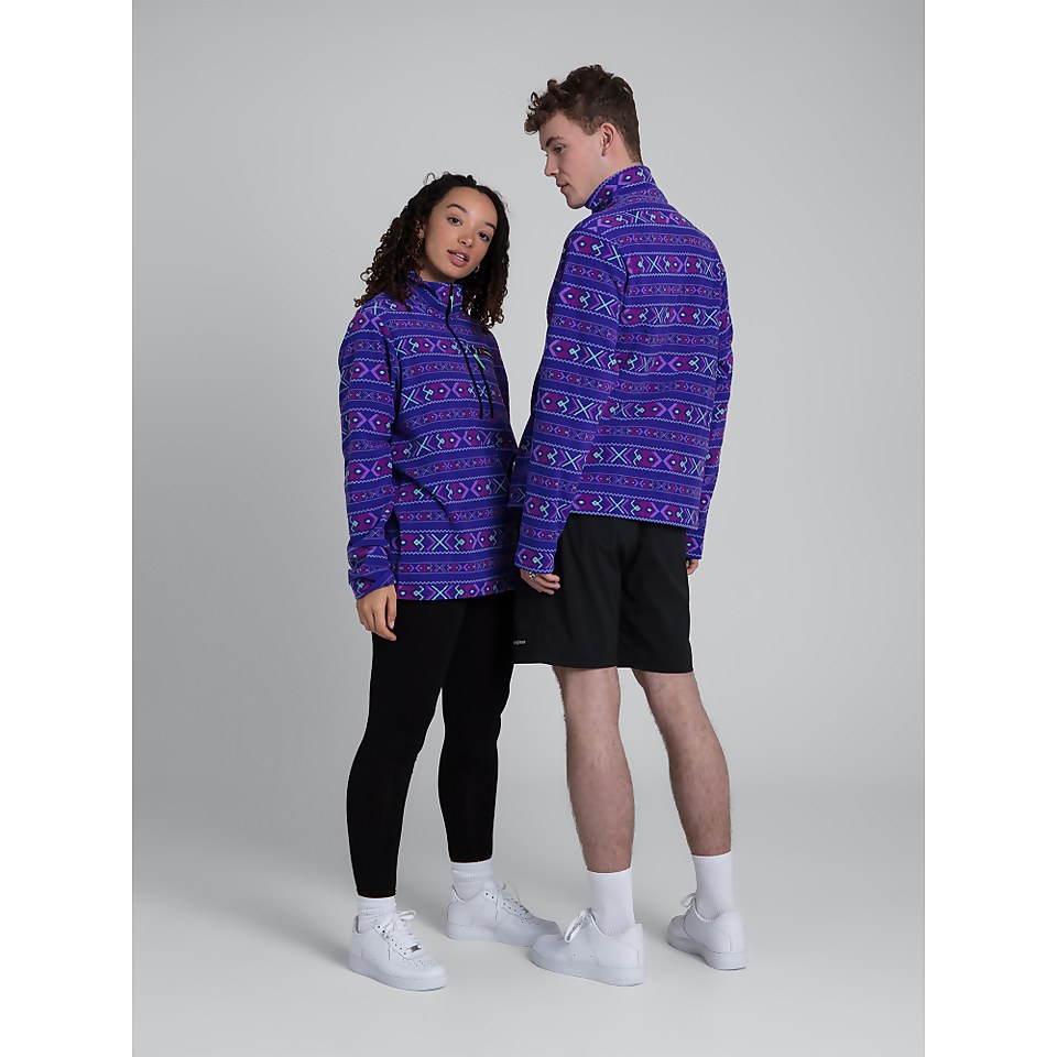 Unisex Prism Printed Half Zip Fleece - Aztec Deep Blue