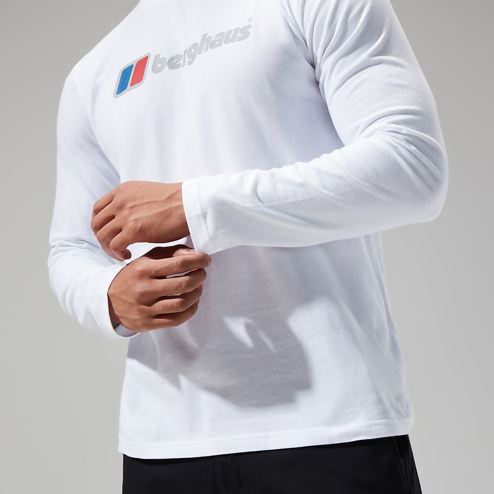 Men's Organic Big Logo Long Sleeve Tee White