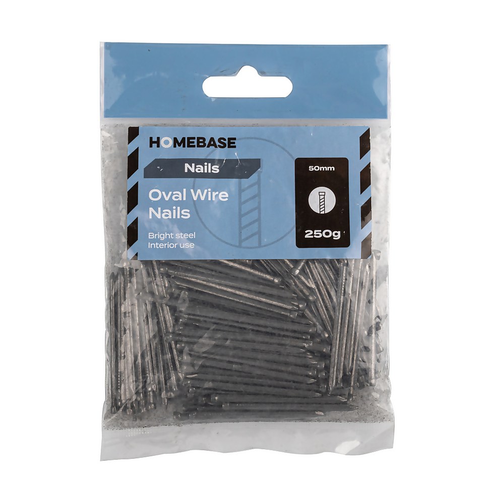 Homebase Bright Oval Wire Nails 50mm - 250g