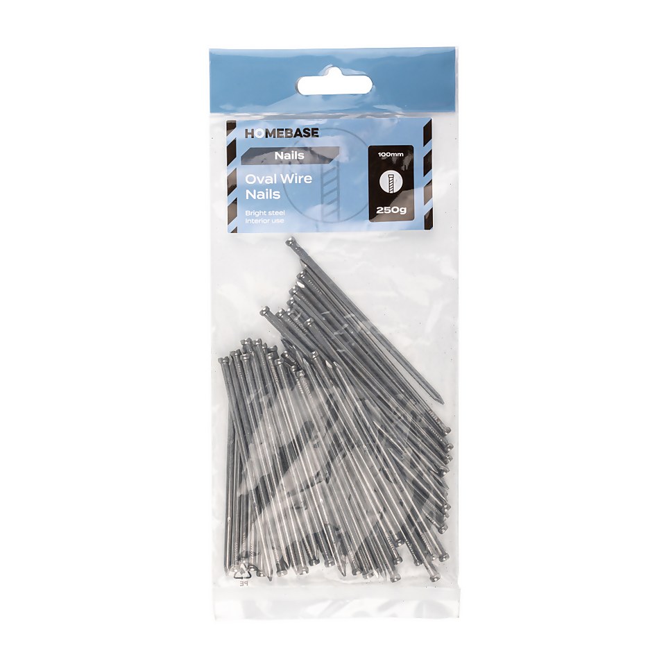 Homebase Bright Oval Wire Nails 100mm - 250g