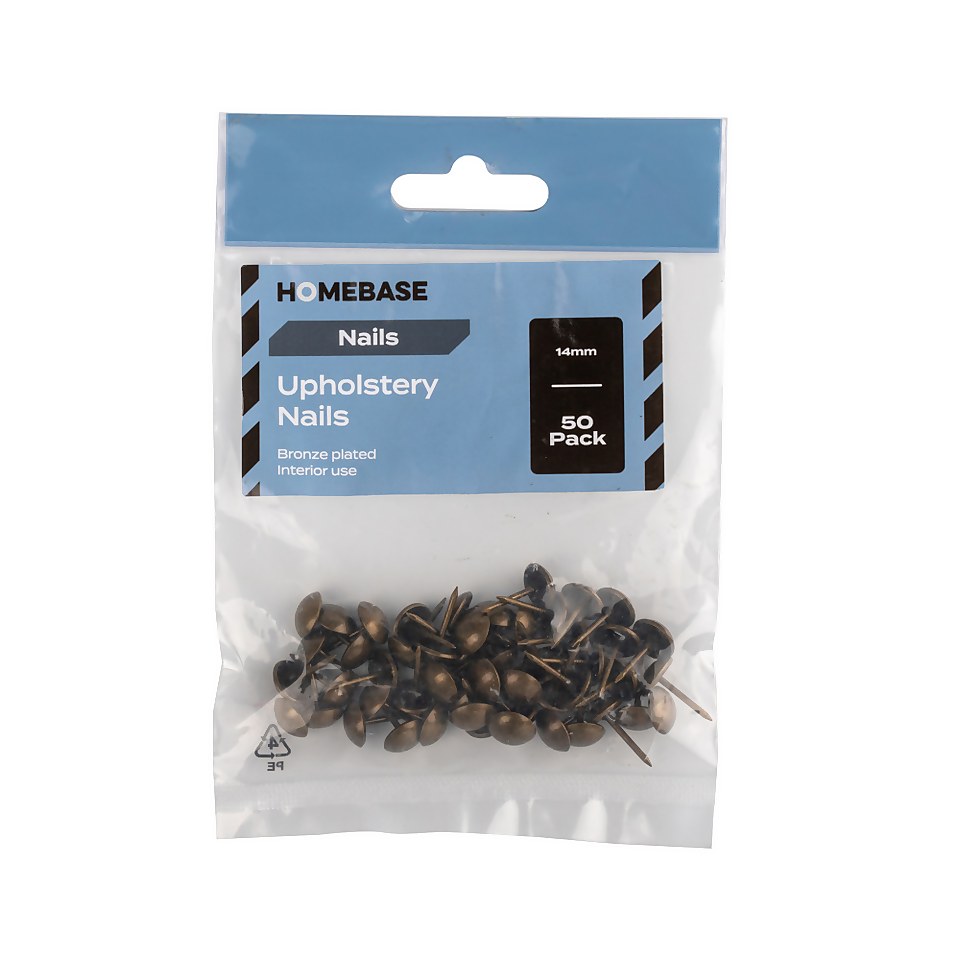 Homebase Bronze Plated Upholstery Nails 14mm 50 Pack