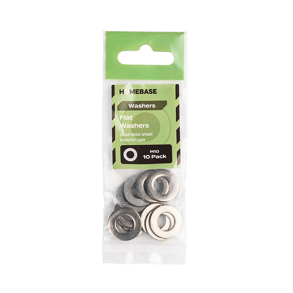 Homebase Stainless Steel Washer M10 10 Pack