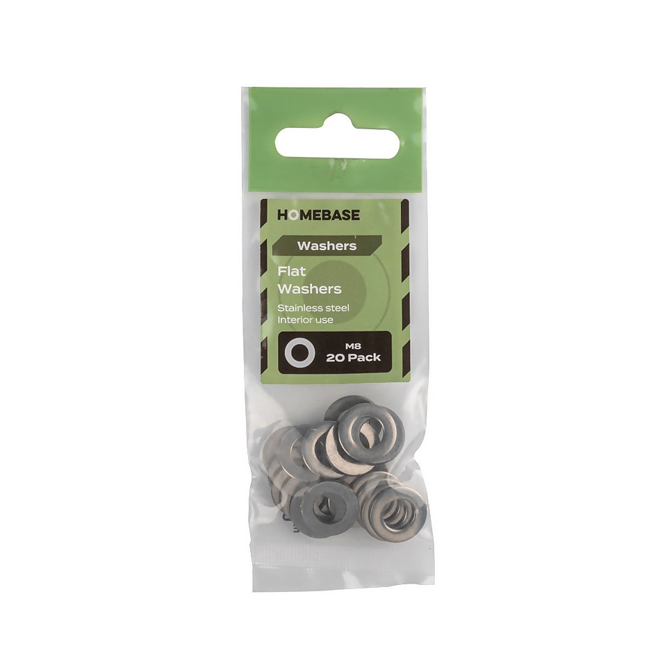 Homebase Stainless Steel Washer M8 20 Pack