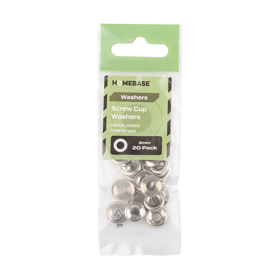 Homebase Nickel plated Screw Cup Washer 5mm X 20 Pack
