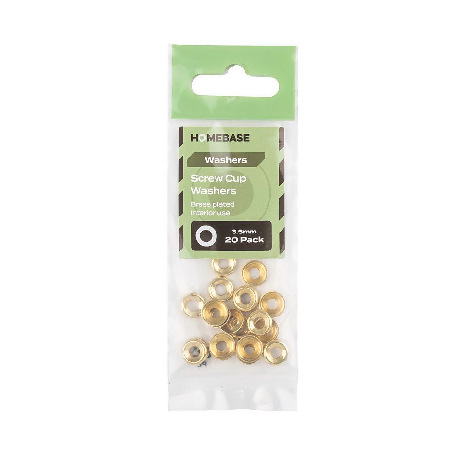 Homebase Brass Plated Screw Cup Washer 3.5mm 20 Pack