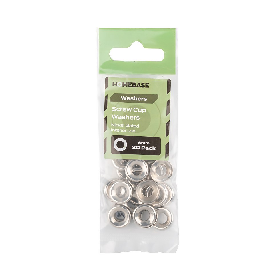 Homebase Nickel plated Screw Cup Washer 6mm 20 Pack