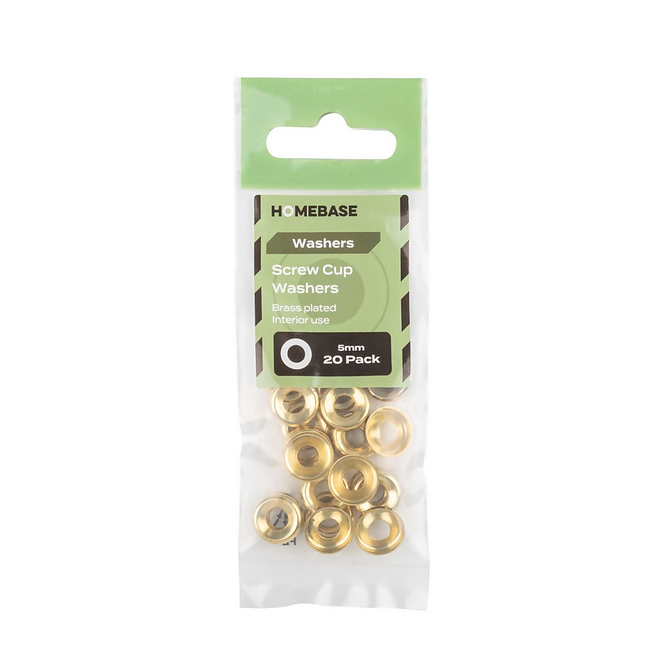 Homebase Brass Plated Screw Cup Washer 5mm X 20 Pack