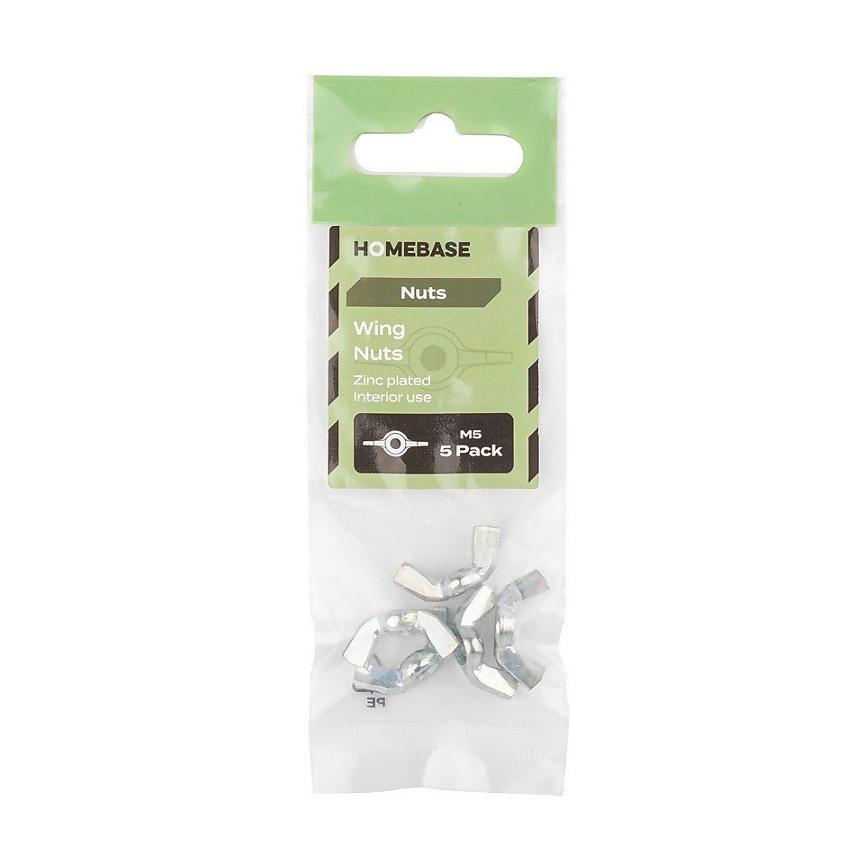 Homebase Zinc Plated Wing nuts M5 5 Pack