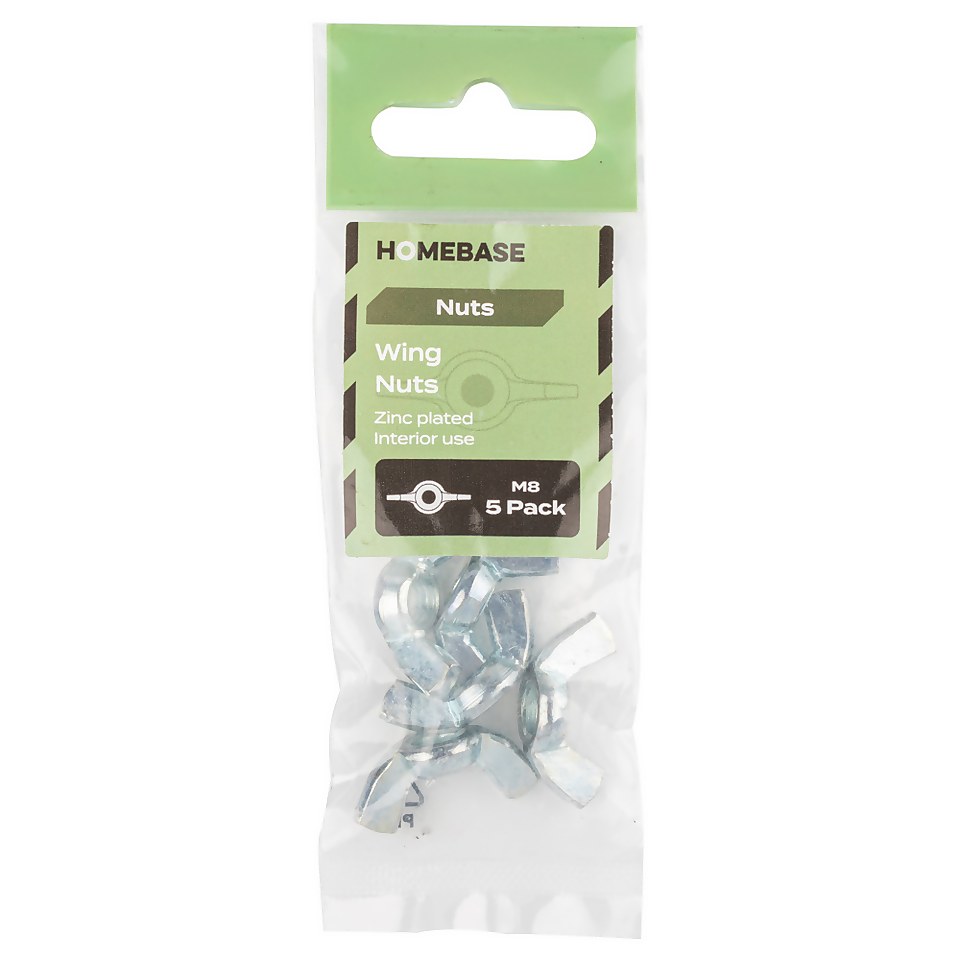 Homebase Zinc Plated Wing nuts M8 5 Pack