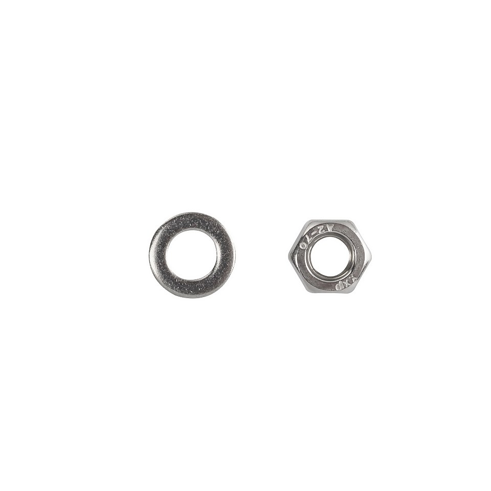 Homebase Zinc Plated Hex Nut & Washer M8 10 Pack