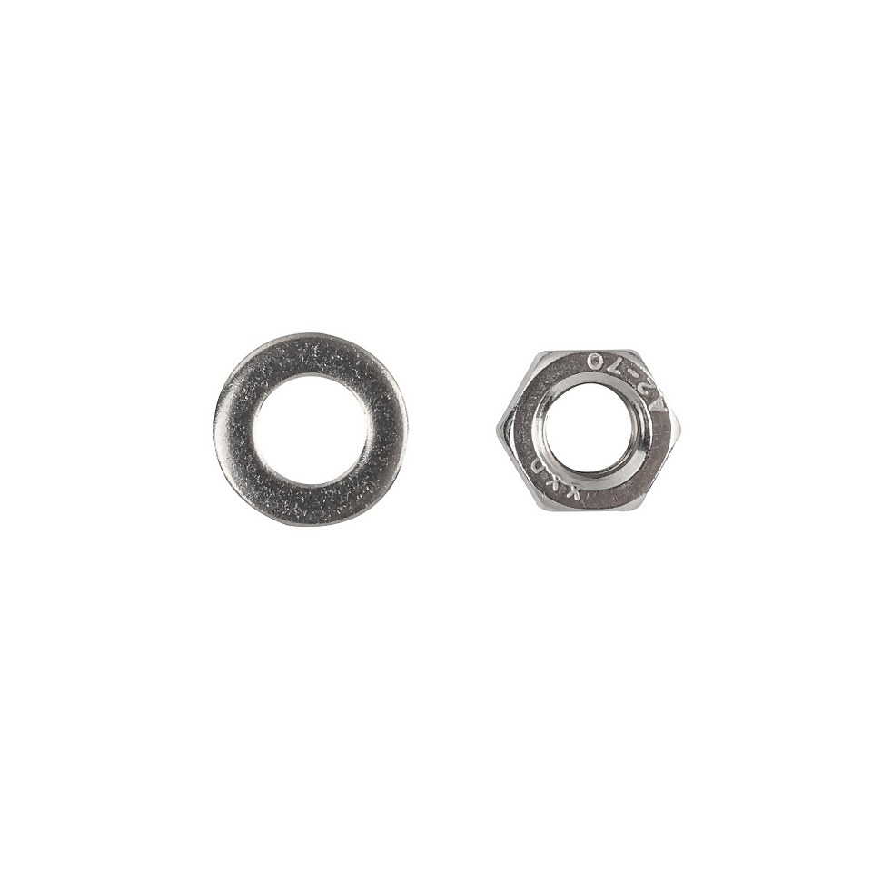 Homebase Stainless Steel Hex Nut & Washer M8 5 Pack
