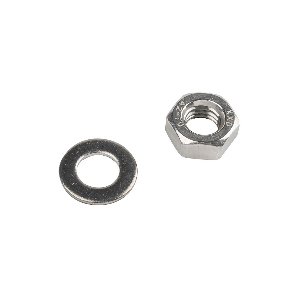 Homebase Stainless Steel Hex Nut & Washer M10 5 Pack