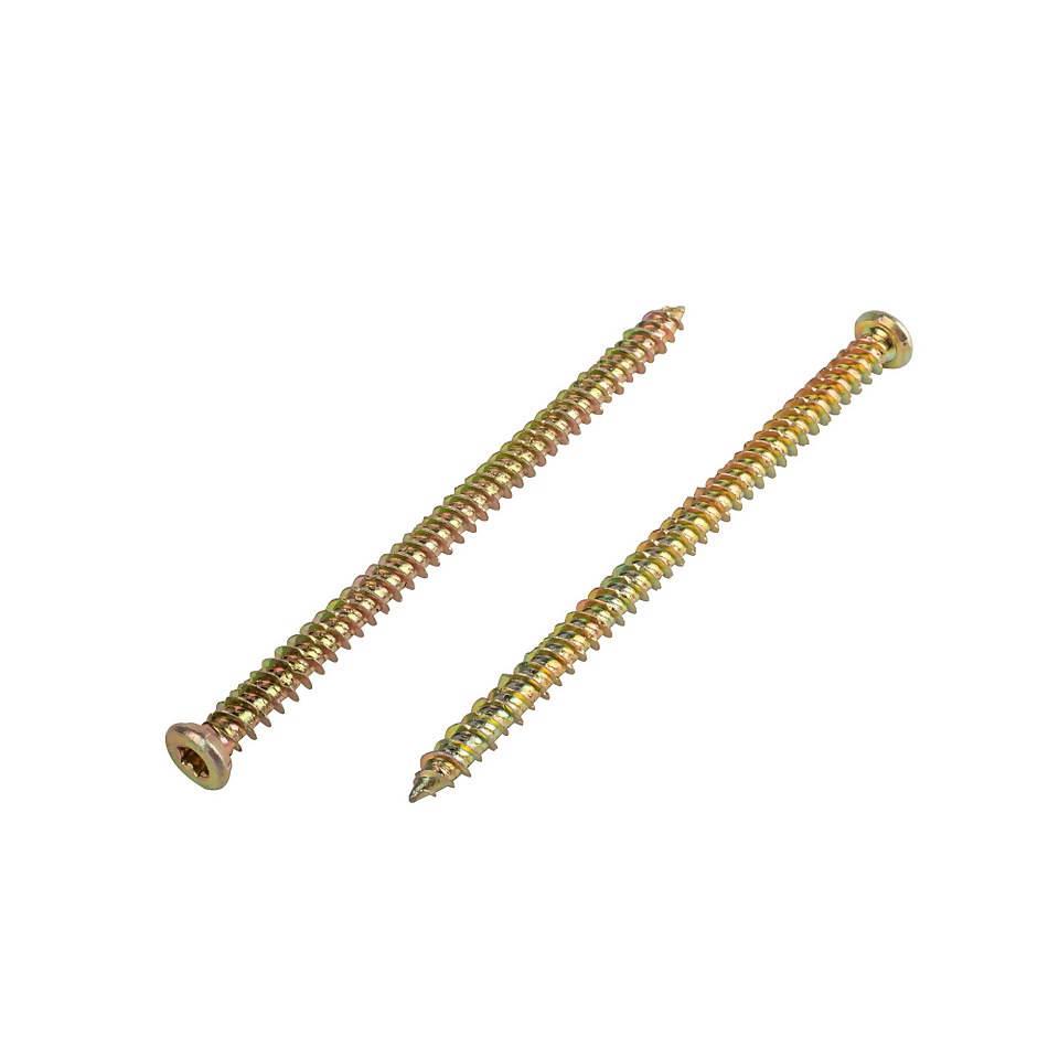 Homebase Yellow Zinc Plated Concrete Screw 7.5X120mm 45 Pack