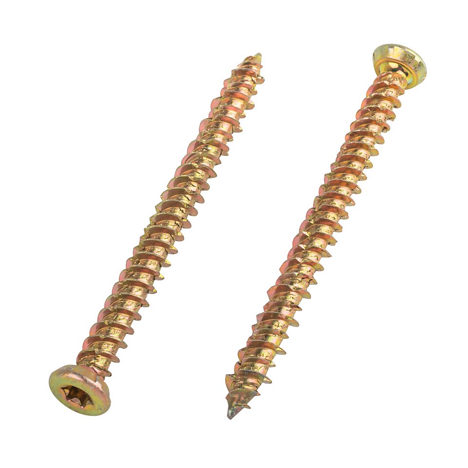 Homebase Yellow Zinc Plated Concrete Screw 7.5X80mm 5 Pack