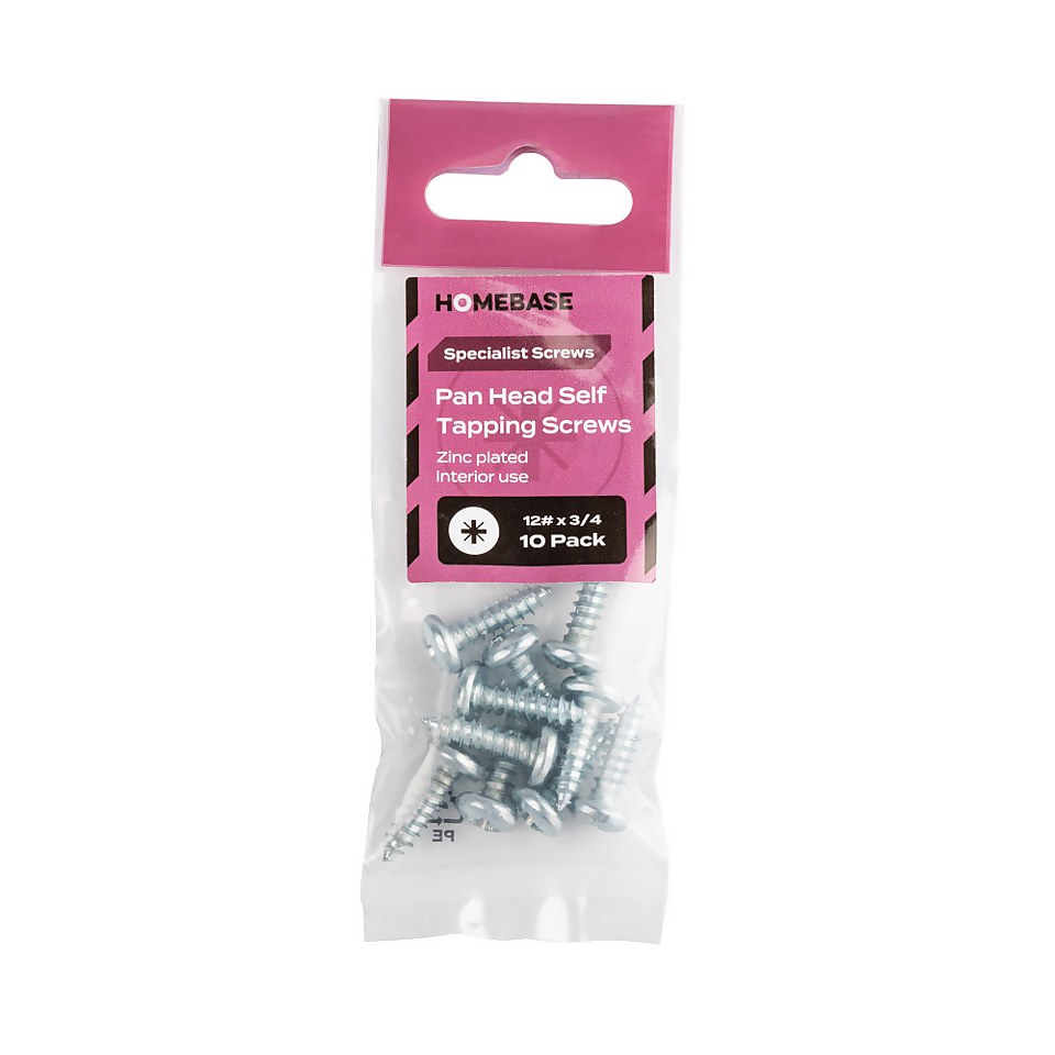 Homebase Zinc Plated Self Tapping Screw Pan Head 6 X 20mm 10 Pack