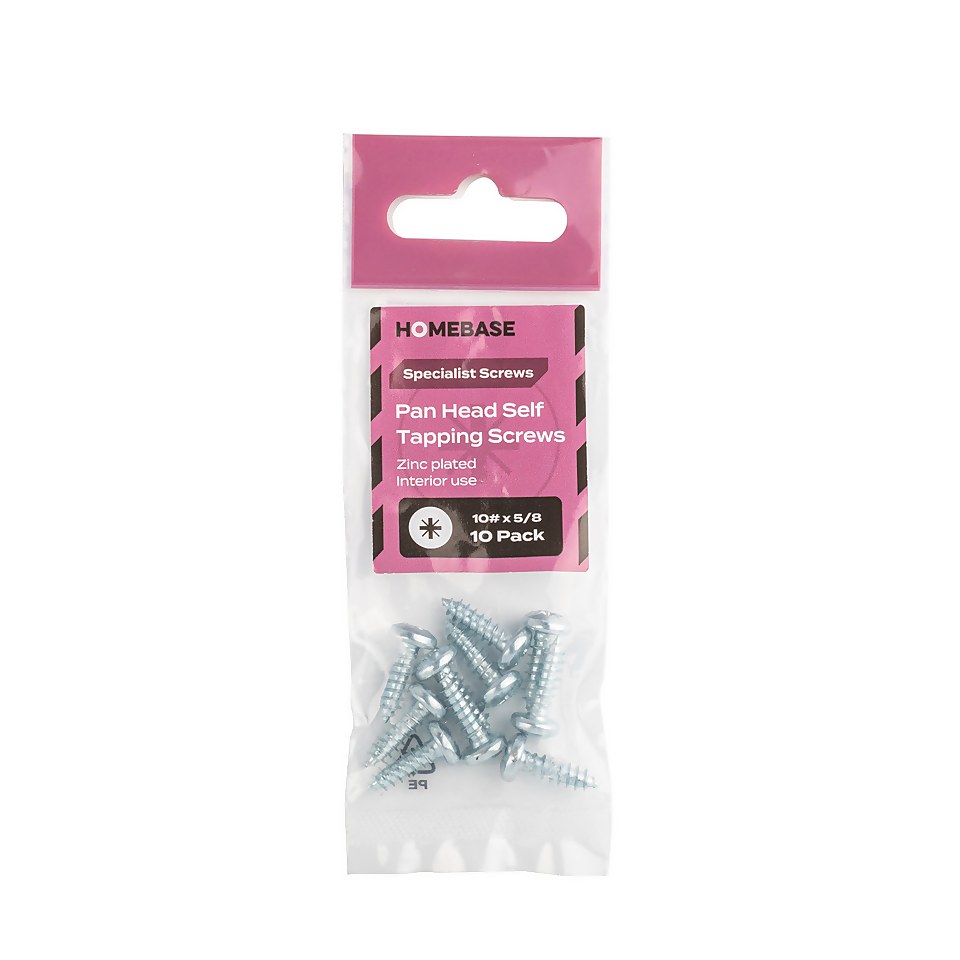 Homebase Zinc Plated Self Tapping Screw Pan Head 5 X 16mm 10 Pack