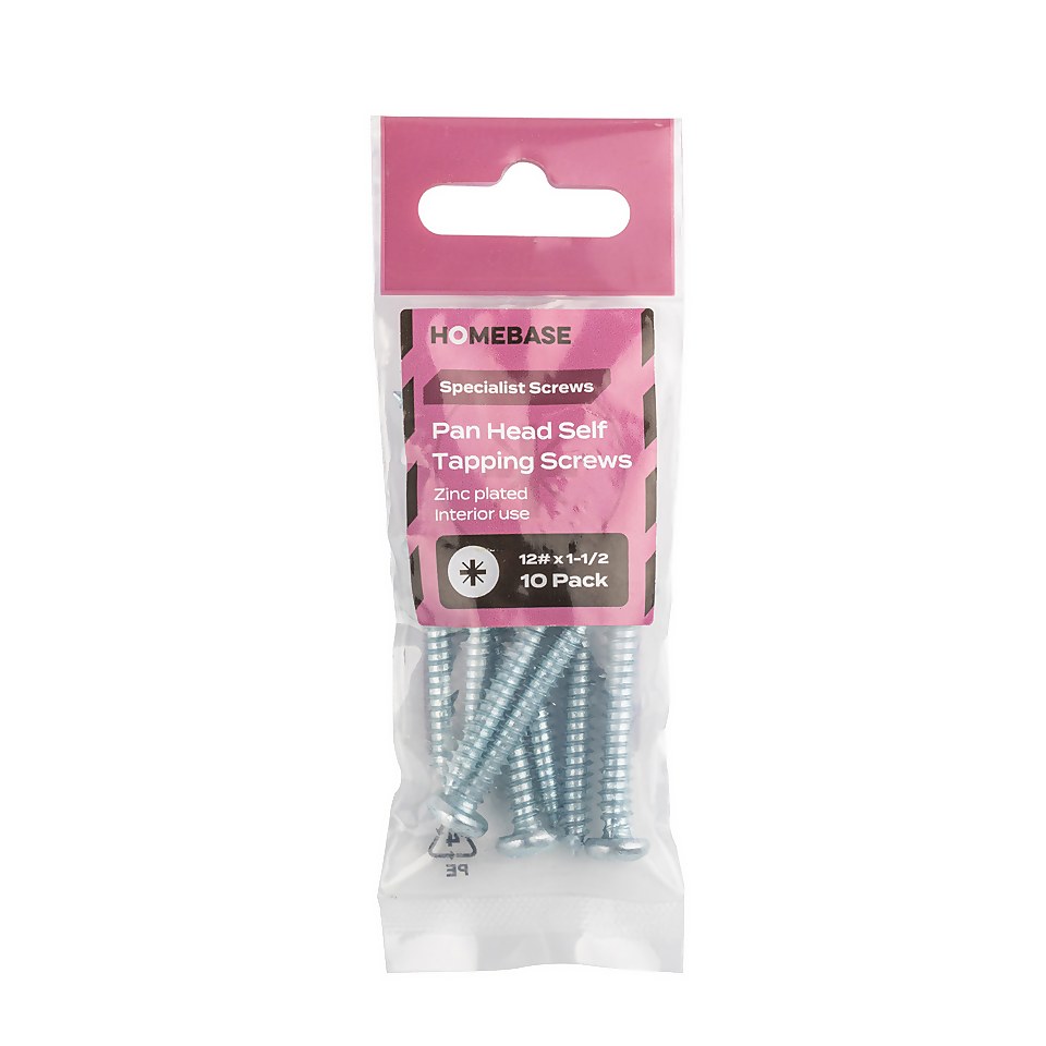 Homebase Zinc Plated Self Tapping Screw Pan Head 6 X 40mm 10 Pack