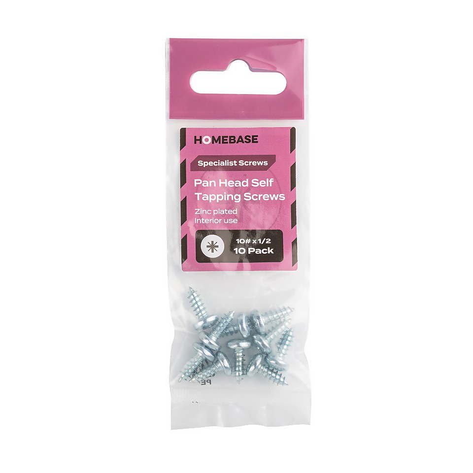Homebase Zinc Plated Self Tapping Screw Pan Head 5 X 12mm 10 Pack