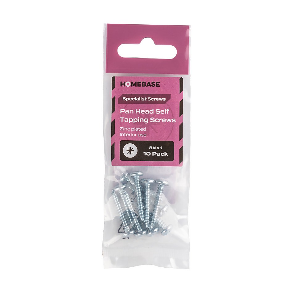 Homebase Zinc Plated Self Tapping Screw Pan Head 4 X 25mm 10 Pack