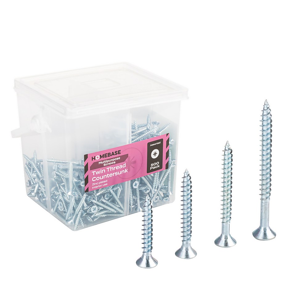 Homebase Zinc Plated Twin Thread Screw KIT Assorted 500 Pack