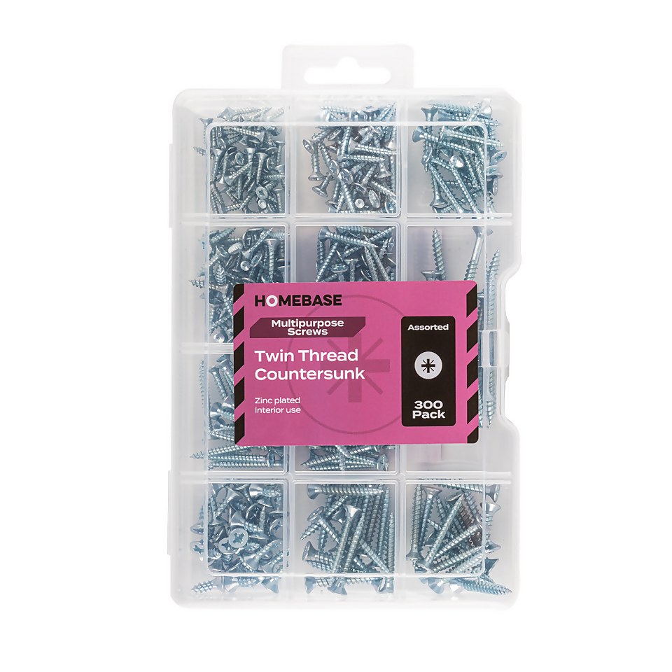 Homebase Zinc Plated Twin Thread Screw KIT Assorted 300 Pack