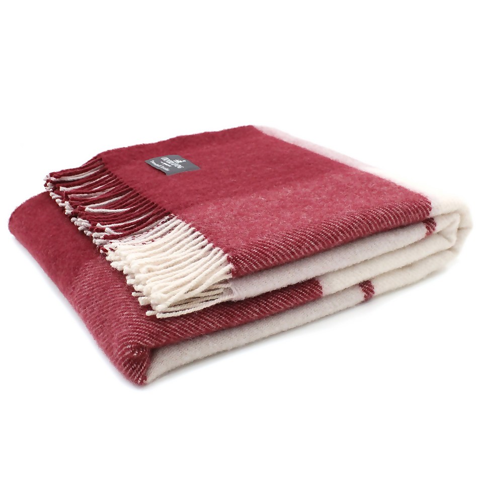 Country Living Block Check Throw - 150x183cm - Cranberry