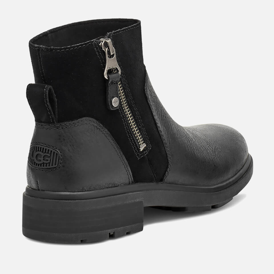 UGG Women's Harrison Zip Waterproof Leather Ankle Boots - Black