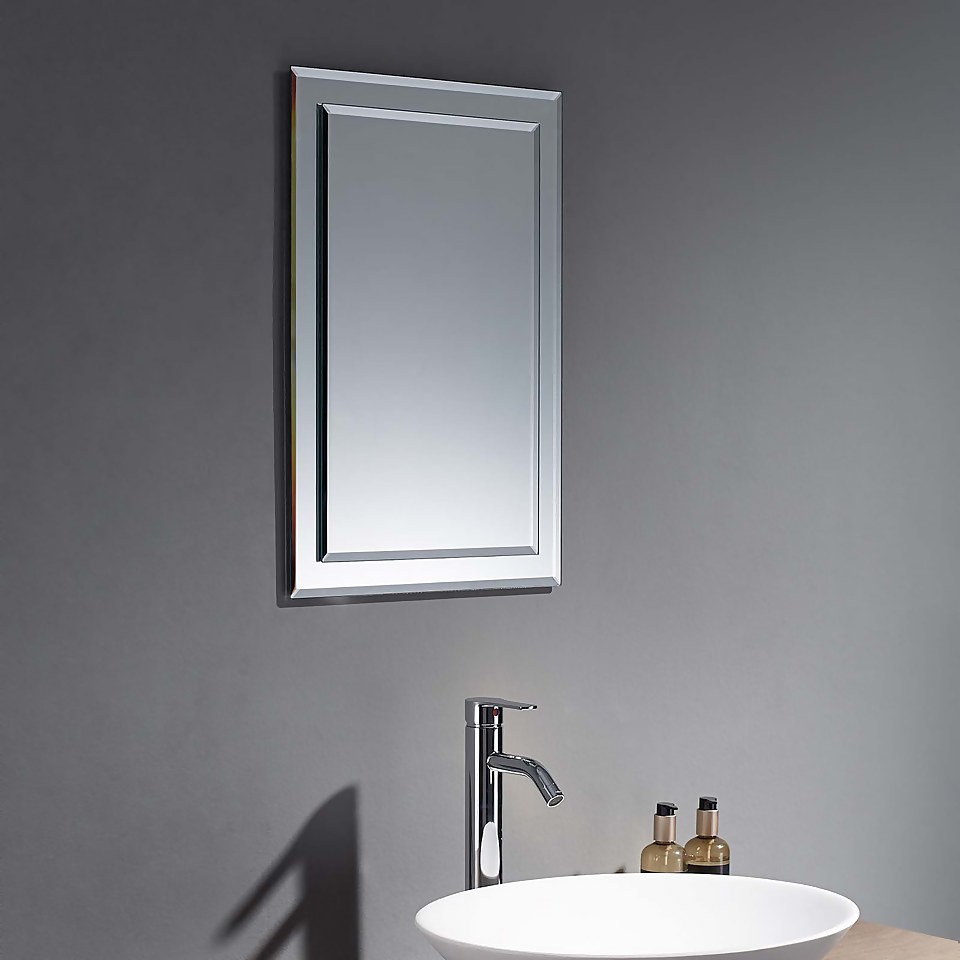Bibury Bevelled Edge Rectangular Mirror on Mirror - 400x600mm