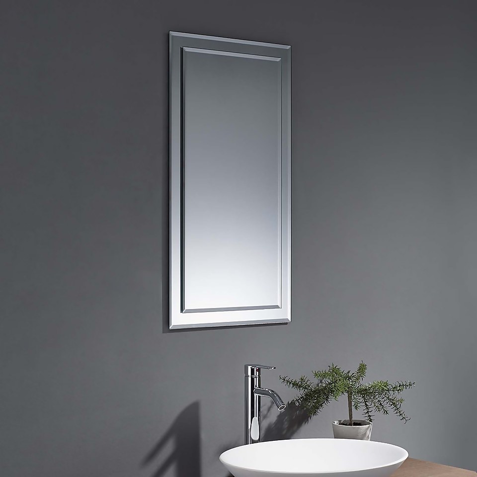 Bibury Bevelled Edge Rectangular Mirror on Mirror - 420x800mm