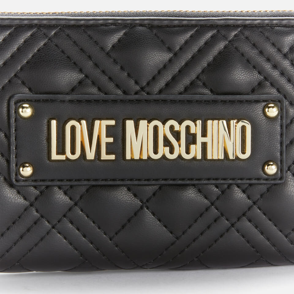 Love Moschino Women's Quilted Large Zip Around Purse - Black