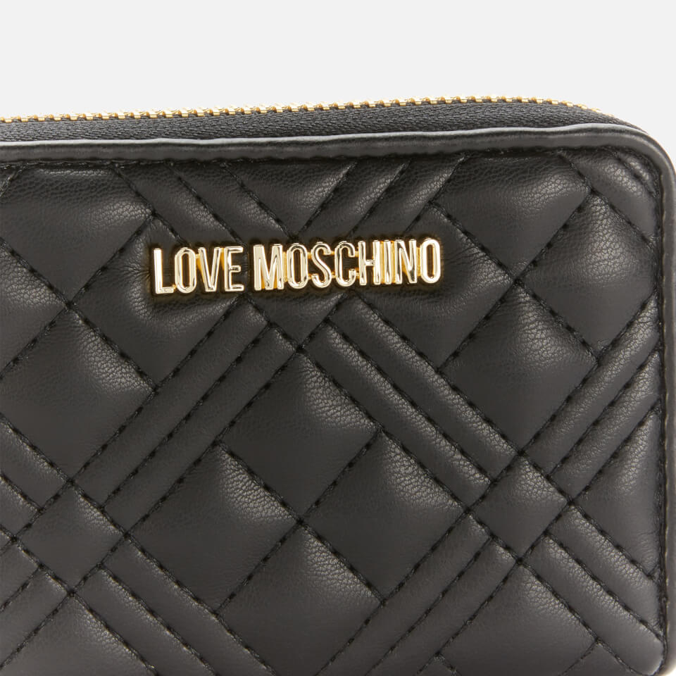 Love Moschino Women's Quilted Small Zip Around Purse - Black