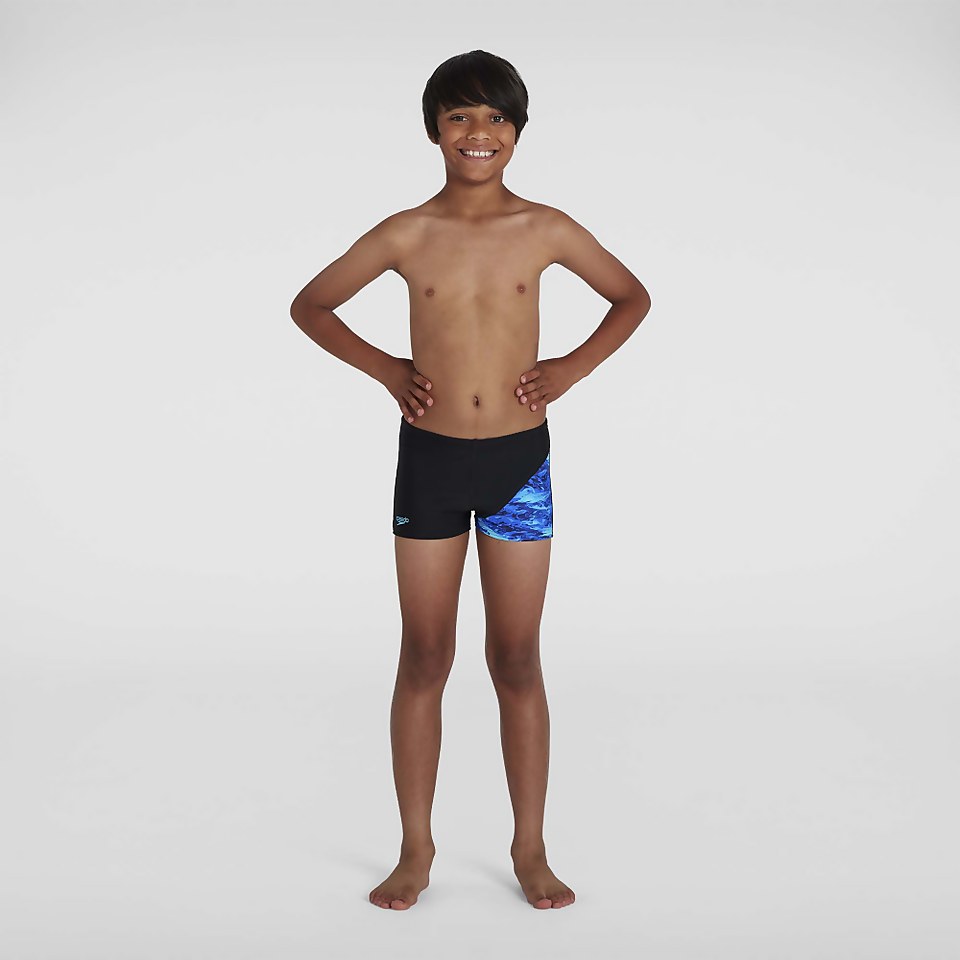 Boys' Digital Allover Panel Aquashort Black