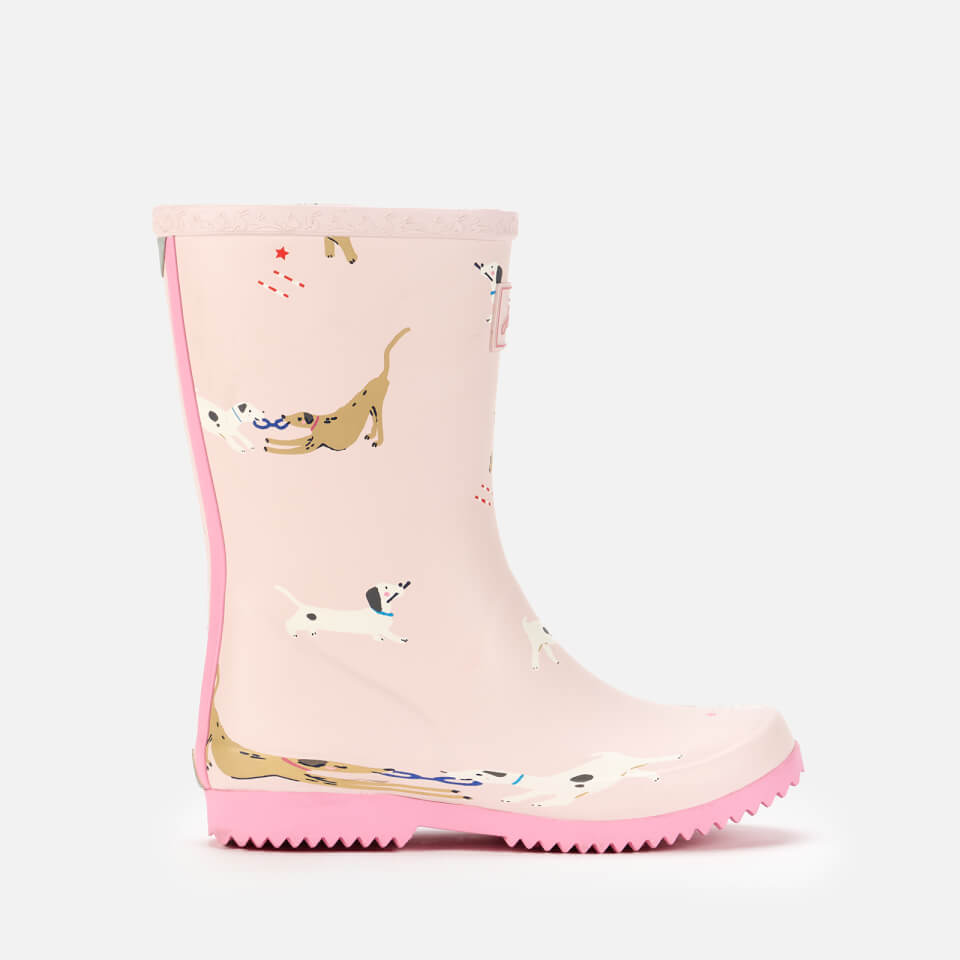 Joules Girls Dog Print Wellies Pink Allsole