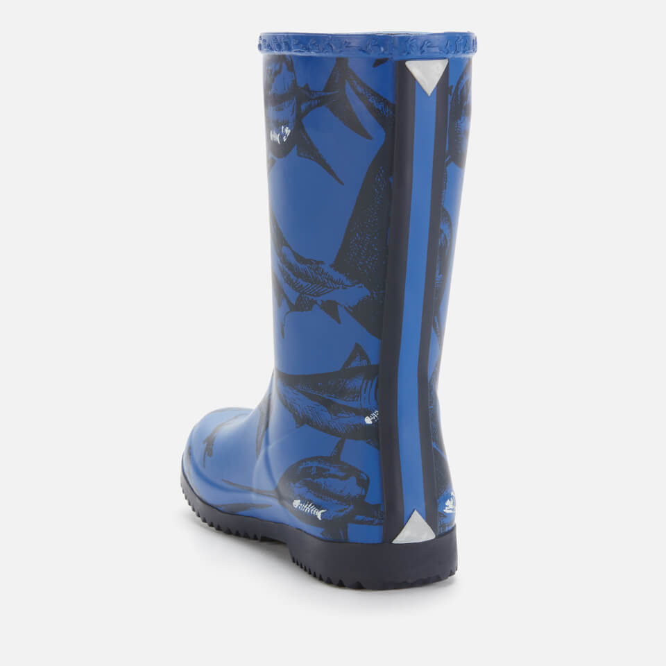 Joules Girls Shark Wellies Blue Allsole