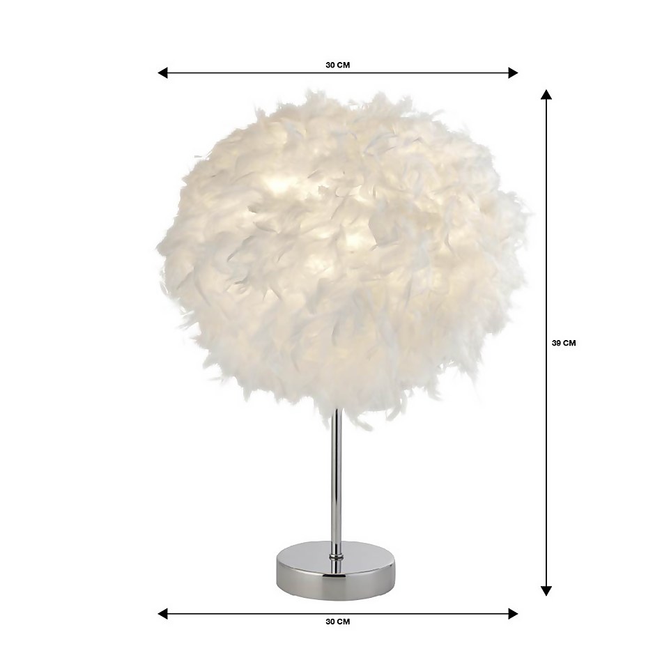 Hattie Feather Table Lamp - White