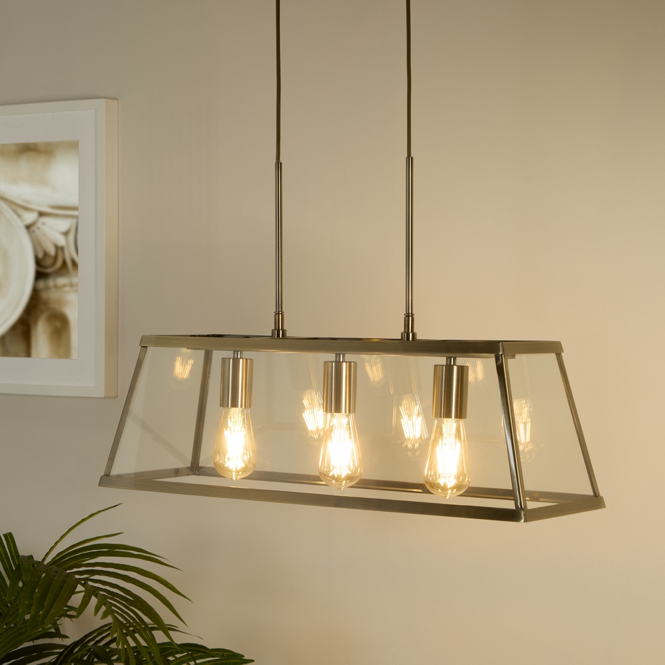 Bellevue 3 Light Industrial Pendant Brass
