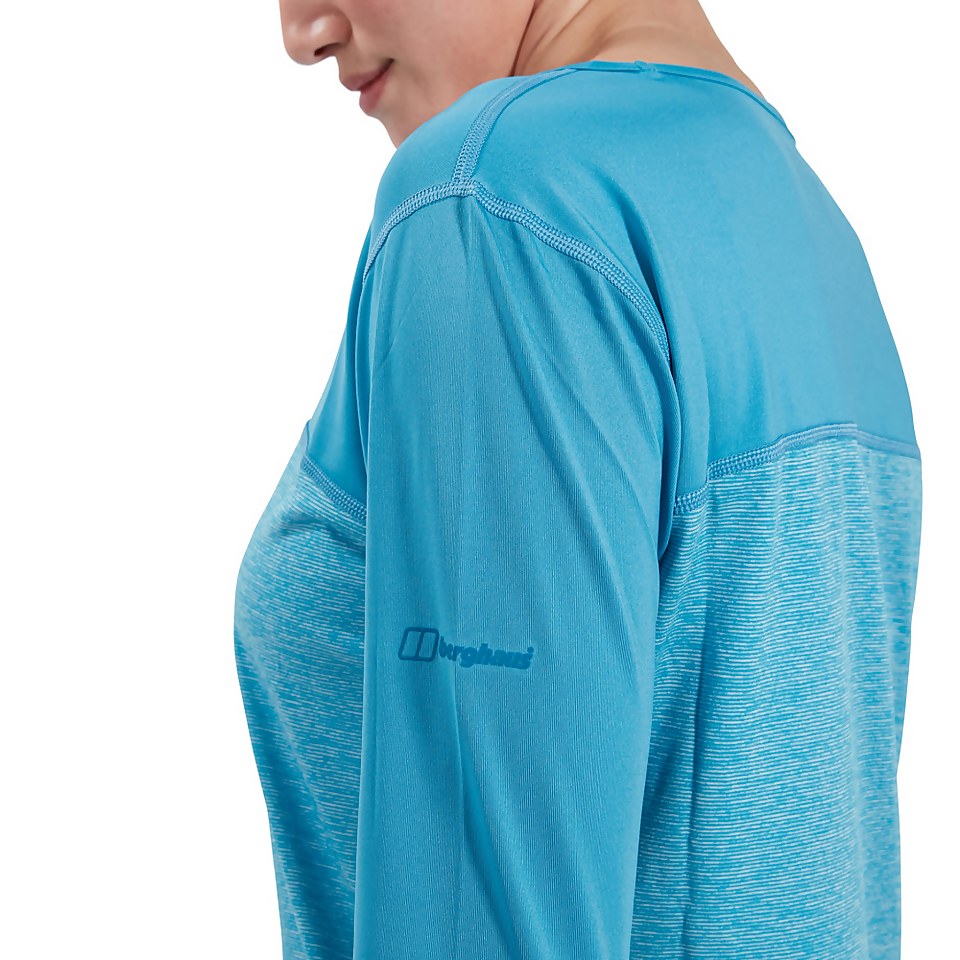 Women's Voyager Tech Tee Long Sleeve Crew - Light Blue