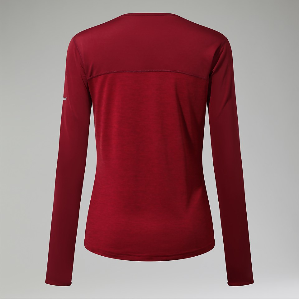 Women's Voyager Tech Tee Long Sleeve Crew -Red